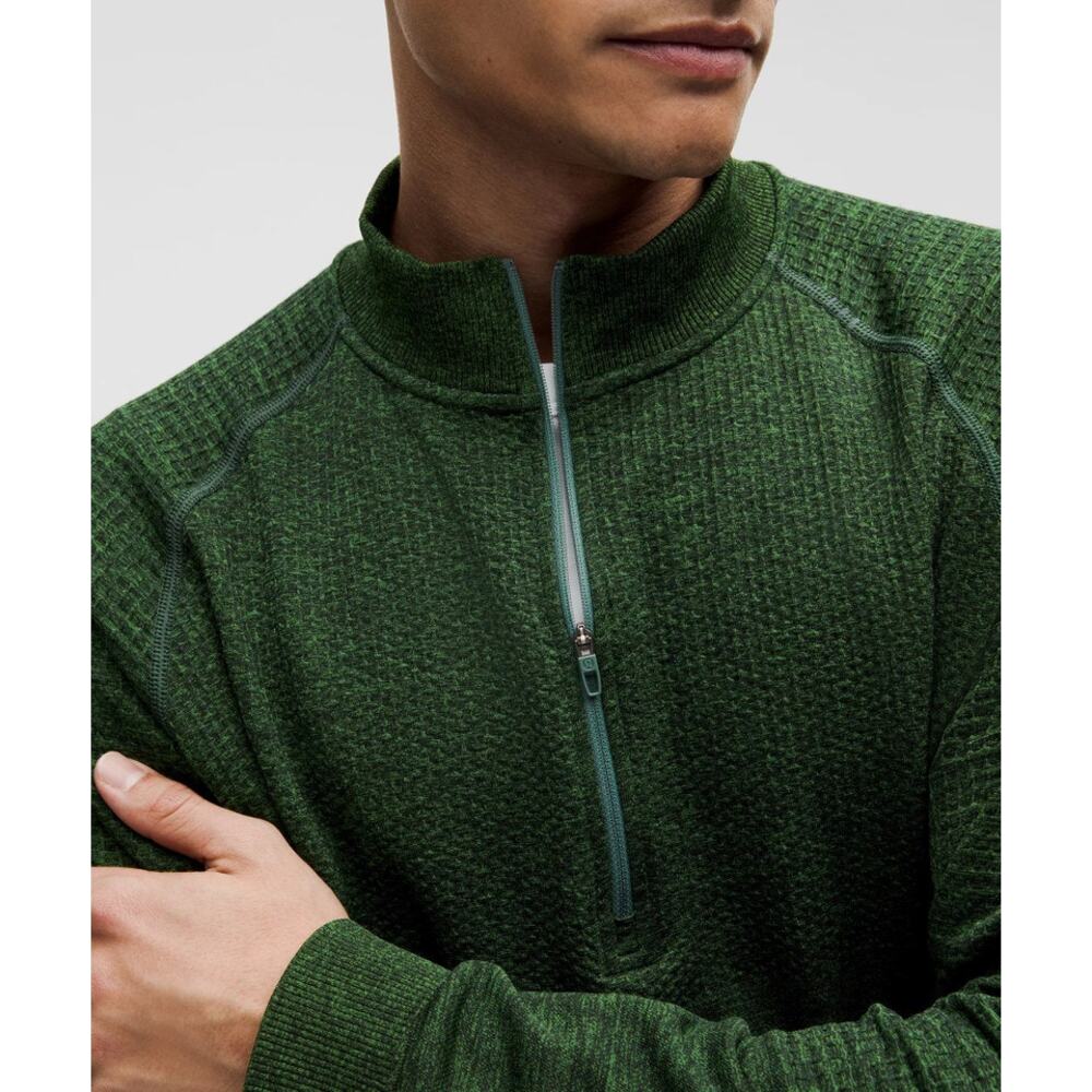 Lululemon Mens Small Engineered Warmth Half Zip Merino Wool Dark Green NEW $170